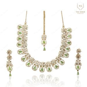 Emerald Teardrop Sparkle Necklace Set