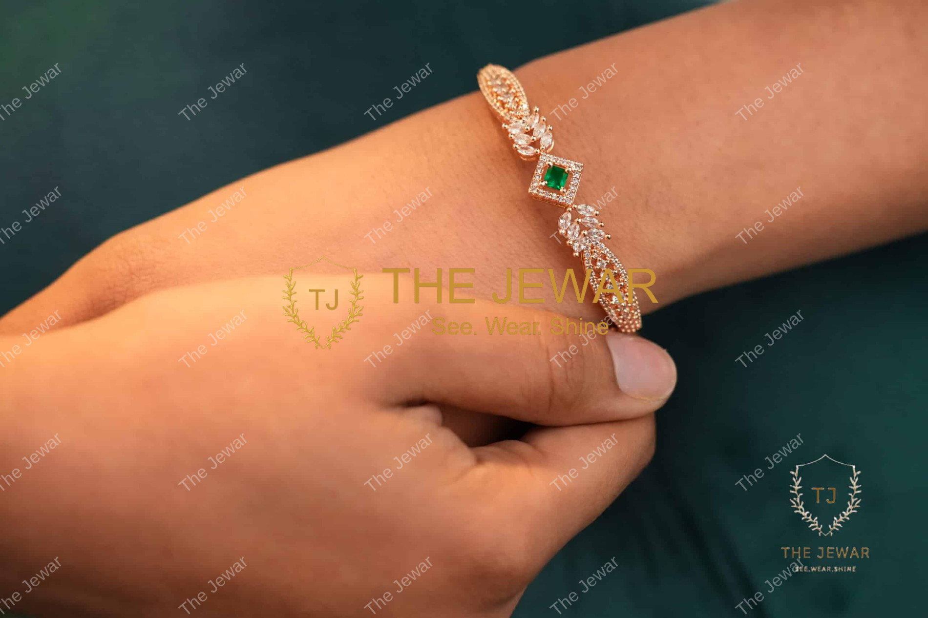 Emerald Grace Diamond Bangle - Image 3